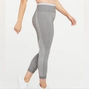 SPANX Gray Knit High-Waist Leggings with Side Stripe
